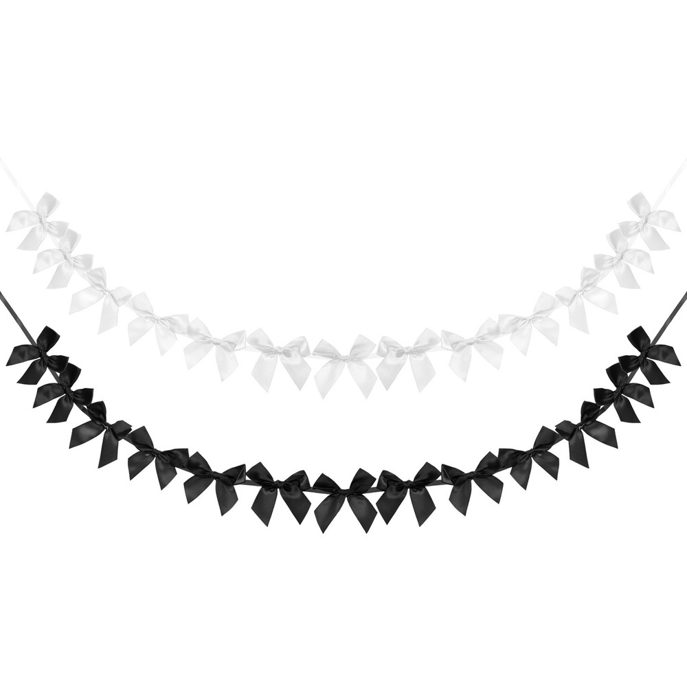 2 String of 13 PCS Black/White Bow Garland Banner Decoration Party Bow