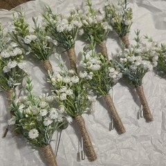 Ling’s Moment Boutonniere for Men, 10pcs Groomsmen Guest Boutonniere W/ Pins