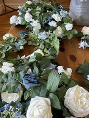 Ling’s Moment Artificial Floral Decor – Dusty Blue & Cream – Set of 10