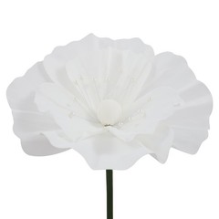 3 Pcs White Green Handmade Fake Corn Poppy Flower, Adjustable Stem Wedding Decor