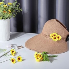 Wavwavw 50 Pcs Mini Artificial Sunflower Heads with Iron Stems for 1.77 Inch