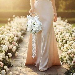 Bridal Hand Floral Arrangement Romantic Beaded Flower Floral Arrangement Silk
