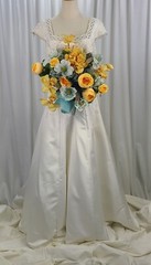 Sunny Yellow and Aqua Garden Faux Silk Wedding Bouquet