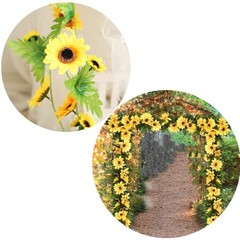 2 Pcs Artificial Sunflower Garland,Sunflower Vine with Leaves,Hanging Garland