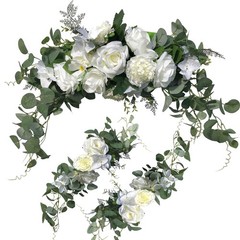 Wedding Arch Flowers,3Pcs Set White Rose Decorative Floral Swags, Artificial …