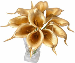 Artificial Calla Lily Flowers 10 Pack 14 Inch Gold – Real Touch Faux Flowers for