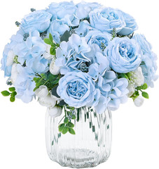 2 Packs Peonies Artificial Flowers, Blue Artificial Peonies, Silk Peonies Flower