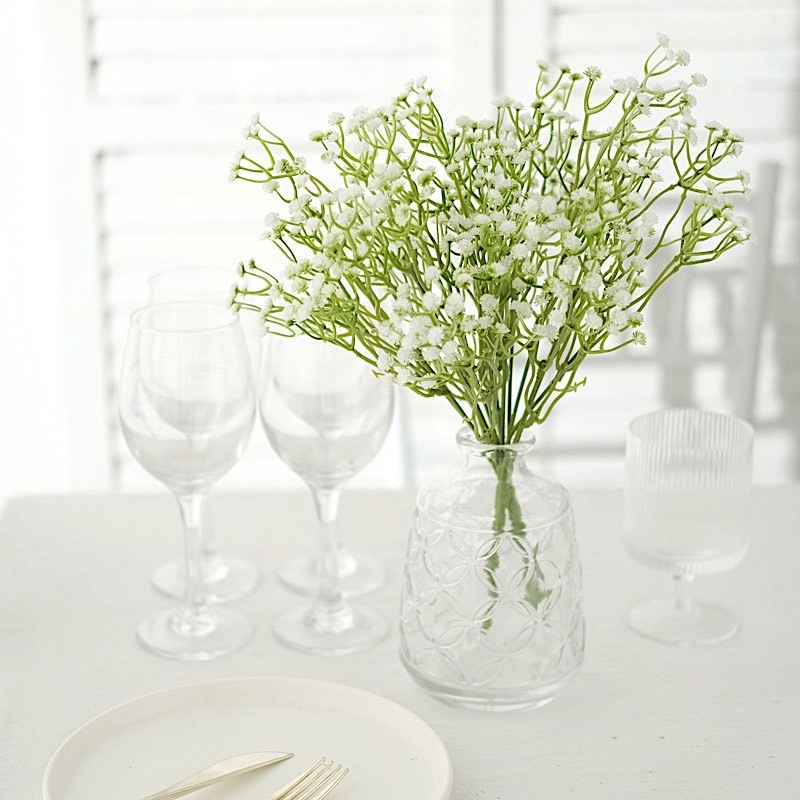 WHITE 3 Bushes 14″ Faux Baby Breath Artificial FLOWERS Party Events Decorations