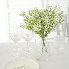 WHITE 3 Bushes 14″ Faux Baby Breath Artificial FLOWERS Party Events Decorations
