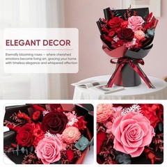 Bessol Flowers for Delivery Preserved Small, Red Flower Bouquet