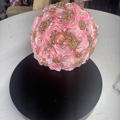 Bridal Bouquet Exquisite Rhinestones Silk Roses Pearls Handmade Wedding Bouquets