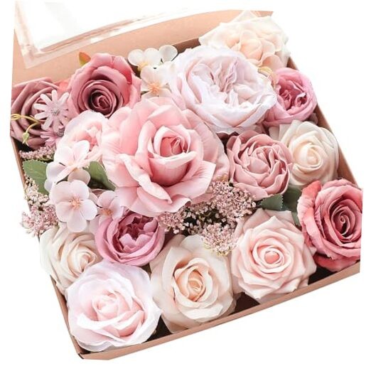 Dusty Rose Cream Artificial Flowers Fake Roses Peonies and Delicate Dusty Rose