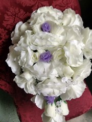 LARGE WEDDING BOUQUET IVORY & Lavender WITH BOUT OR ANY COLOR RUSH ORDER AVAIL