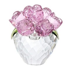 Crystal Flower Figurines- Glass Rose Home Decor – Flower Bouquet for Pink