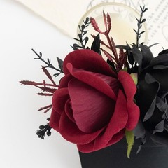 2 PCS Black Pocket Boutonniere Men Wedding Groom Lapel Flower Prom Corsage