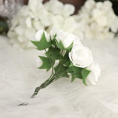 48 WHITE Mini Roses 4″ Foam ARTIFICIAL FLOWERS Stems Party Wedding DIY Supplies