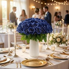 Pcs Navy Blue Roses Artificial Flowers Bulk, Artificial Roses Fake 55 Navyblue