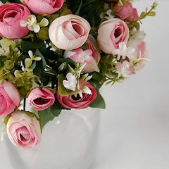 PINK 4 Bouquets 12″ Silk Mini Ranunculus Artificial FLOWERS Party Decorations