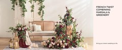 6Pack 2ft Burgundy Artificial Flowers Garland Marsala & Blush Lantern Flower
