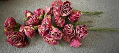 ❤️ HANDMADE MILLINERY • YELLOW/RED PAPER ROSES BOUQUET • 5 BUNDLES • 6 STEMS EA