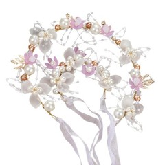 Elegant Flower Tiaras Hairband with Wrist Flower 2in1 Flower Girl Wedding Props