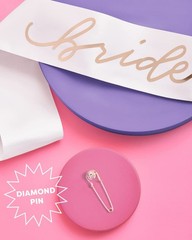 Bridal Shower Sash, Rose Gold White, Wedding Party Decor, White