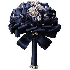 Gold Rhinestone Wedding Bouquet Crystal Bride Holding Roses