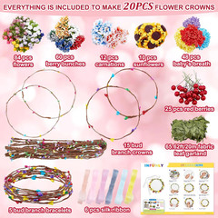 261Pcs/Set DIY Flower Crowns Making Kit Handmade Floral Crown Garland Kit Make Y