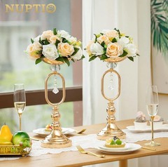 Pcs of 10 Fake Flower Ball Arrangement Bouquet,15 Heads Plastic Roses Peach