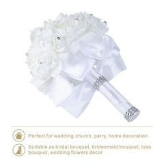 Wedding Bouquet Crystal Roses Bridesmaid Bouquet, Bridal Bouquet Artificial F…