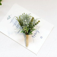 Set of 6 Succulent Boutonniere for Men Wedding, Greenery Plants Boutineers for G
