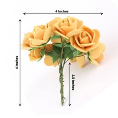 48 GOLD Mini Roses 4″ Foam ARTIFICIAL FLOWERS Stems Party Wedding DIY Supplies