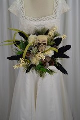 Gothic Garden Skull Boho Faux Silk Wedding Bouquet
