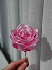Handmade Satin Ribbon Rose • Gift for Her Mother’s Day, Wedding Decor • 1PC