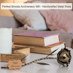 BESZONE Bronze Anniversary 8 Year Gifts – Metal Rose 11.8x3x3 inches,