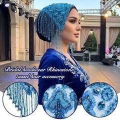 Bridal Headwear Stage Performance Rhinestone Tassel Hair Accessories Decoration.