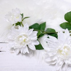 2 White 3″ tall Silk DAHLIA FLOWERS STEMS Wedding Party Flowers Bouquets SALE