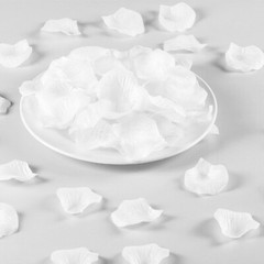Pétalos de rosa blancos, 1200 unidades, flores artificiales de seda