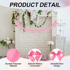 2 String of 13 PCS Rose Red Bow Garland Banner Decoration Party Bow