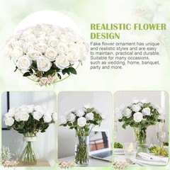 Pcs Artificial Roses Bulk Velvet Silk Roses Roses for Wedding 60 White
