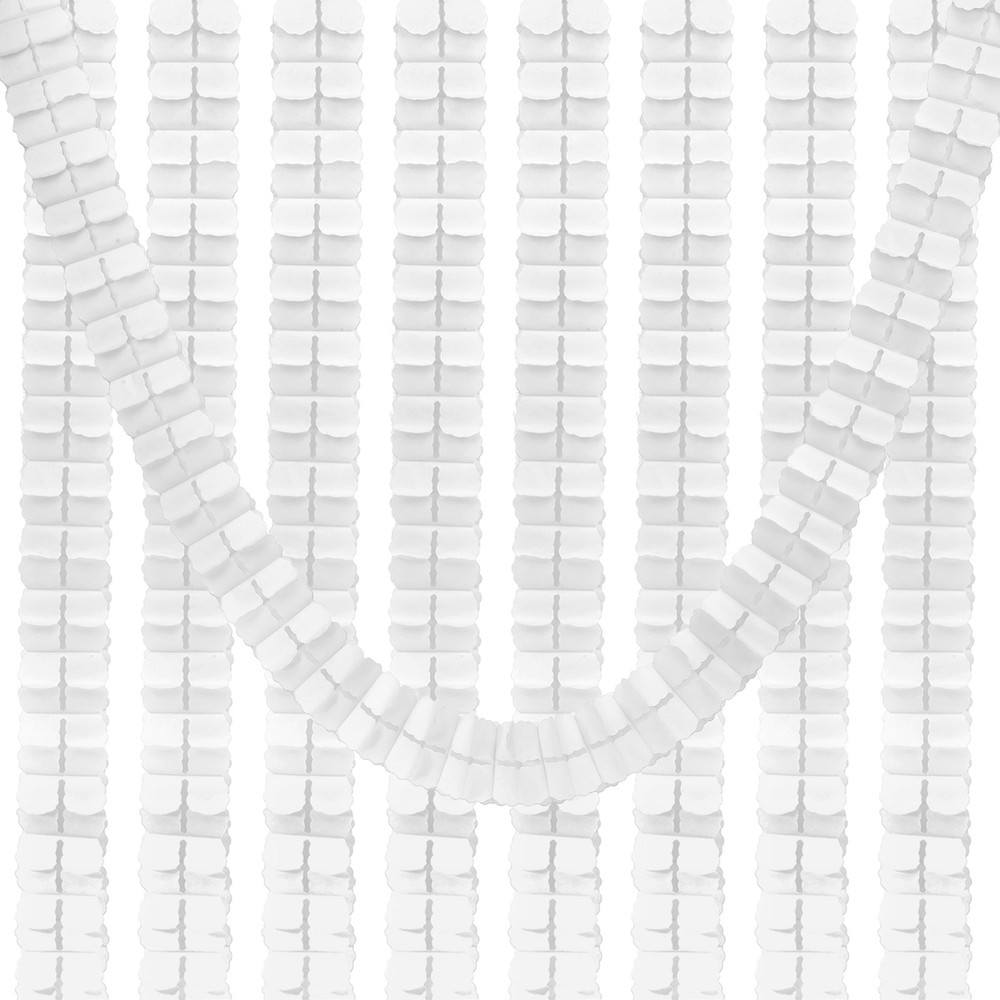 9.8ft Four-Leaf Garland, 9 Pack Tissue Paper Hanging Flower, White