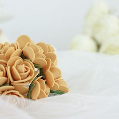 48 GOLD Mini Roses 4″ Foam ARTIFICIAL FLOWERS Stems Party Wedding DIY Supplies