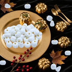DoubleWood Mini Pumpkins for Crafts, 60Pcs Decorative Miniature White