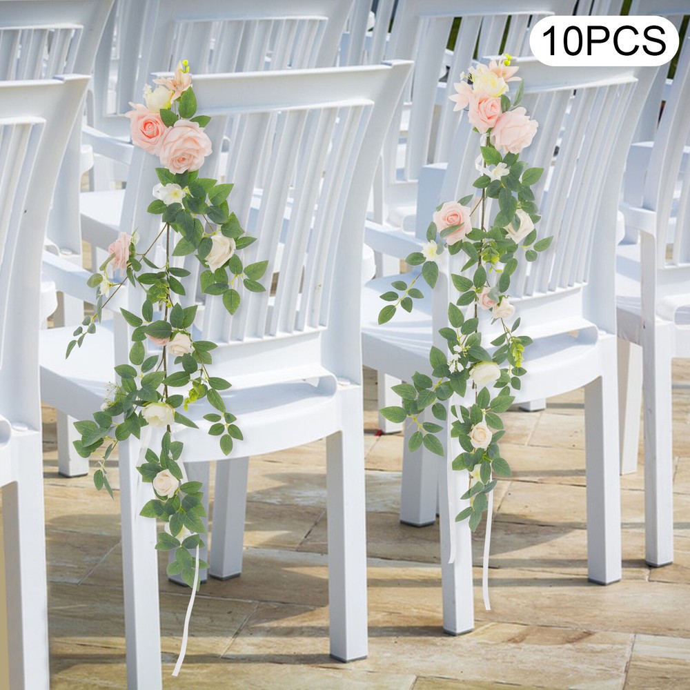 10 Pieces Wedding Chair DIY Decorations, Wedding Aisle Floral Artificial Flowers