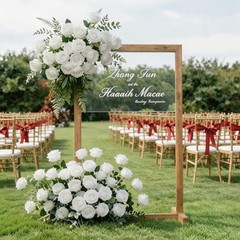 12PCS 20‘’ White Artificial Roses Flowers with 12pcs White Artificial Flowers
