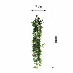 48-Inch Green Artificial Eucalyptus Willow Leaves Ranunculus Flowers Garland