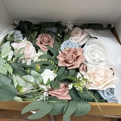 Ling’s moment Flower Garland – 6FT Eucalyptus & Rose Blue