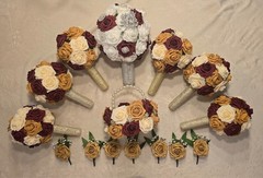 Bridal Party Set: Bride/Bridesmaid Bouquets, Boutonniers, and flower girl basket