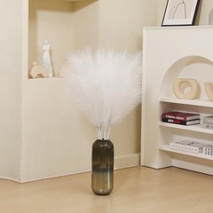 9 Stems Faux Pampas Grass – 38 Inch Tall Artificial Pompous Grass Decor, White