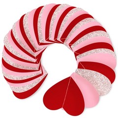 Paper Heart Garland – Larger 2.8 Inch 52 FT 4 Red Pink Rose Gold
